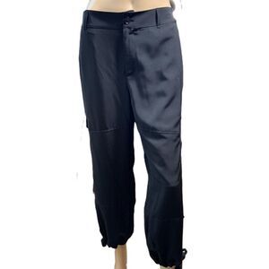 Chaps Black Drawstring Ankles Side Pockets Cargo Pants Size 10 Grunge Aesthetic